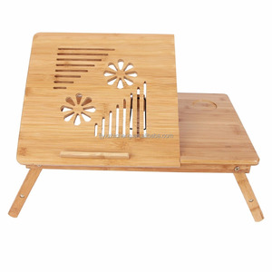 Wholesale Eco-Friendly Foldable Adjustable Bamboo Laptop <strong>Desk</strong> with Storage Drawers <strong>Compact</strong> Laptop Table for Home Office - Product Image 2