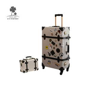 Hot Sale New Development Factory Good Quality Pu Leather Travel Trolley Bag Case Luggage With Sticker