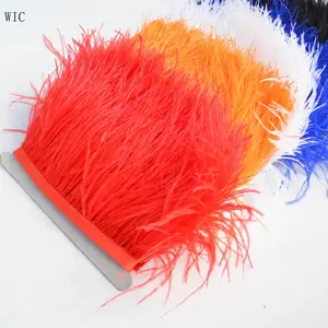 8-18cm barato plumas de avestruz de encaje de corte para bolsos de mano teñido pluma de avestruz Trim franja tela boda trajes