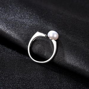 PAG&amp;MAG New Fashion 925 Silver Irregular <strong>Circle</strong> <strong>Ring</strong> Mounting Great Freshwater 7mm Pearl for Women Anniversary's Gift or Party - Product Image 4