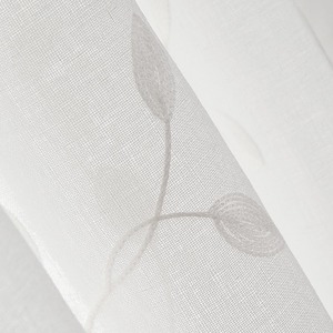 Floral leaf embroidery curtains Faux linen curtains Rod f - Product Image 3