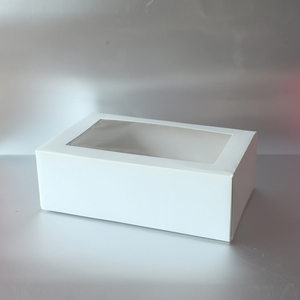 White paper board cake box with window