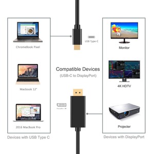 Thunderbolt 3 Compatible con USB 3,1 de tipo C adaptador DP Cable 1,8 m 6ft para MacBook <span class=keywords><strong>ChromeBook</strong></span> Pixel <span class=keywords><strong>Galaxy</strong></span> S8 /S8 Plus - Product Image 5