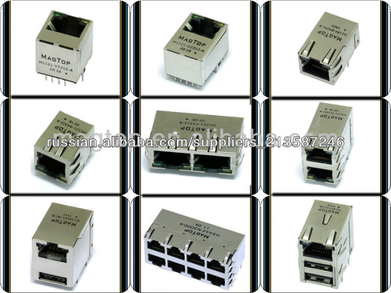 10/100/1000 Base-TX Intergrated Магнитный трансформатор разъем RJ45 со светодиодами и нескольких портов