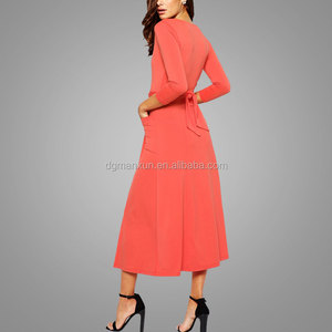 2016 Nuevo Diseño Caliente Venta Vestido de Noche de Orange Dew Sevy Slim Fit V-cuello Vestido Ajustado - Product Image 3
