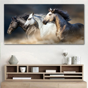 Póster de Animal de caballo corriendo imágenes para sala de estar, decoración del hogar, lienzo impreso, arte de pintura de caballo chino
