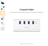 ORICO-Mini HUB de 4 puertos USB 3,0/2,0 de alta velocidad, 5Gbps, para ordenador portátil de escritorio, con soporte para teléfono, tableta, PC, negro/blanco