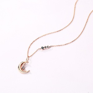 Collar de oro de 14k con Topacio Azul y luna creciente, joyería de mujer - Product Image 3