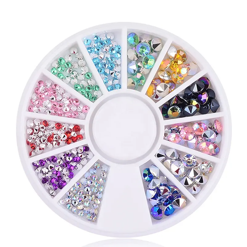 Misscheering 2mm 4mm 3D Sharp End Acrylic Nail Rhinestone Art Decoration Wheel