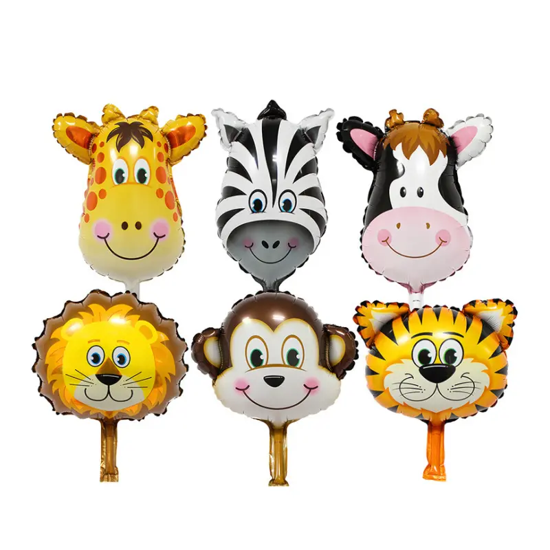 Commercio all'ingrosso Mini Testa di Animale Foglio di Alluminio Palloncino Tigre Leone Scimmia di Compleanno Per Bambini Palloncini Decorazione Del Partito Palloncino Palloncino Animale