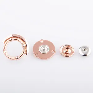 Fastener for Clothes logo design Metal Custom Four Parts Spring BRASS Round Snap Buttons