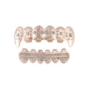 Grillz — ensemble complet de dents dorés, une paire de fausses dents pour hip hop, inférieure et supérieure, offre spéciale, - Product Image 3
