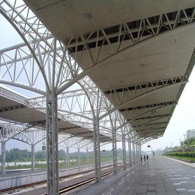 Prefab struktur truss rangka atap baja stasiun kereta api untuk dijual