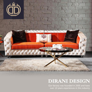 <span class=keywords><strong>2</strong></span> plazas muebles salón sofá seccional Conjunto grande moderno estilo americano naranja y blanco cuero o tela tufted sofá - Product Image 1