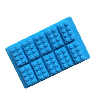 Prezzo di fabbrica 10 cavità commestibile rettangolo silicone lego brick ice cake mold