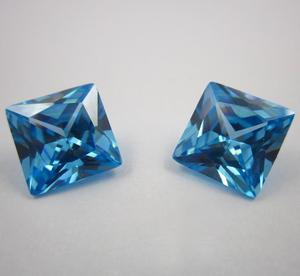 Oferta Especial: Circonita Cúbica Suelta de Corte Princesa Cuadrado en Color Azul <span class=keywords><strong>Aguamarina</strong></span> - Product Image 2