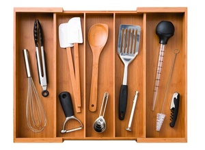 Clásicos de bambú ampliable que cajón organizador con divisor ajustable herramienta de cocina organizador de cajones de Bambú - Product Image 3