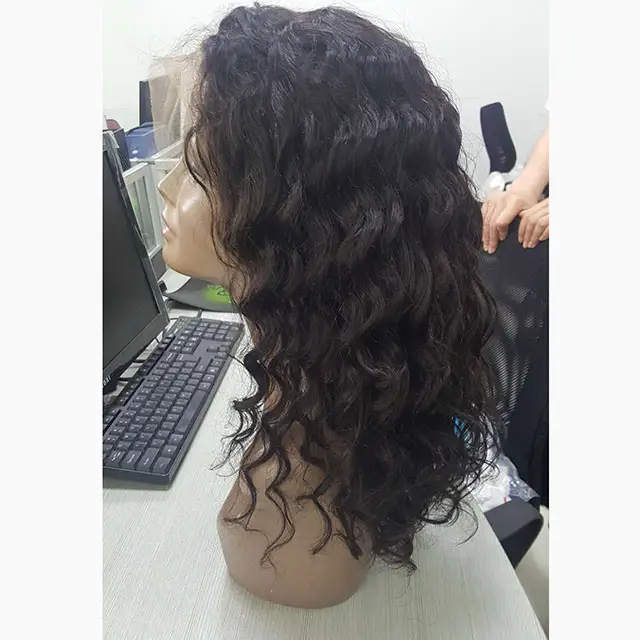 Peruca de cabelo brasileiro, dupla máquina de cabelo ondulado virgem, cabelo humano natural, olhar totalmente desarrumado, pré-selecionado