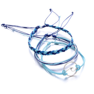 Ensemble de bracelets en corde cirée colorés faits à la main pour la Saint-Valentin, 3 pièces/ensemble, pour femmes, hommes, bracelets d'amitié - Product Image 1