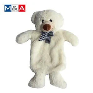 Housse de bouteille isotherme pour bouteille d'eau chaude, en peluche, avec joli ours blanc