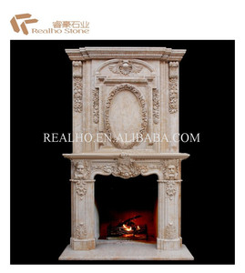 सफेद शेर सिर और चेहरे के साथ नक्काशीदार संगमरमर चिमनी <span class=keywords><strong>Mantel</strong></span> - Product Image 3