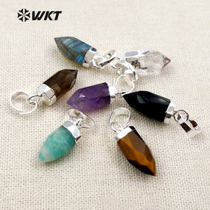 WT-P1307 Thạch Anh Tím Amazonite Tự Nhiên! Bán Buôn Mặt Dây Chuyền Đá Mạ Vàng Tự Nhiên Đáng Yêu Mạ Bạc - Product Image 4