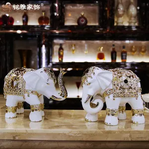 Asian Elephant Statues Resin Sculpture Elephant Table Resin Crafts Gift For Home Decoration