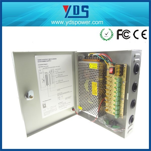 12VDC 18CH металл видеонаблюдения ибп распределения питания коробка, защита от короткого замыкания 250 Вт питания коробка