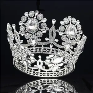 Moda fuu yuvarlak Rhinestone Ucuz Gelin saç düğün taç tiaras