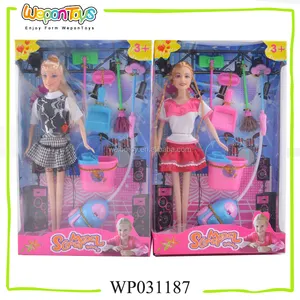 CE approval 11.5 inch solid dolls with cleaning play set plastic girl fashion doll