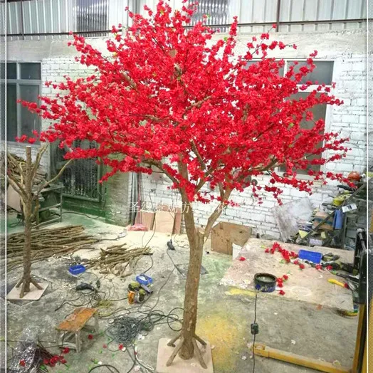 新しいスタイルのカスタム人工シャクナゲの花の木、赤いツツジの観賞用植物の木