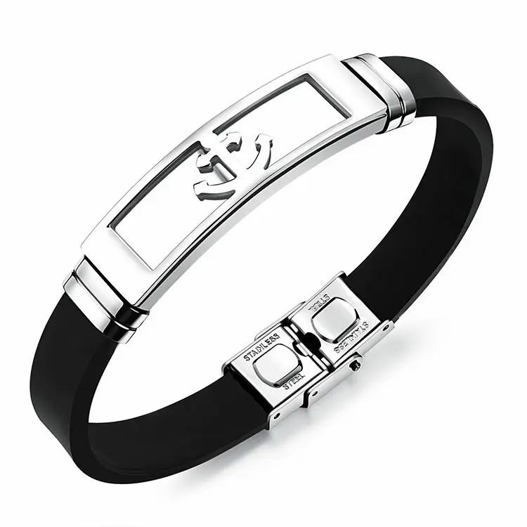 Wholesale Promo Marlary Classical Stainless Steel Anchor Silicone Bracelet Fashion Steel Silicon Bracelet