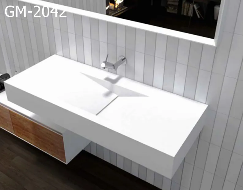 Vendita calda Design moderno durevole antibatterico in pietra artificiale lavabo da parete lavandino