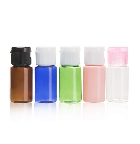 10 ml ámbar Rosa verde plástico recargable botella de aceite esencial del Perfume blanco tapa Flip Top, viaje botella recargable
