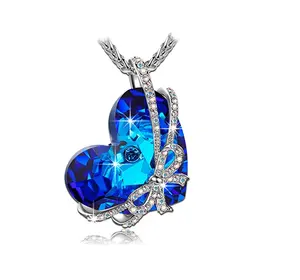 Hart Oceaan Sieraden Hanger Crystal Zilveren 925 Ketting