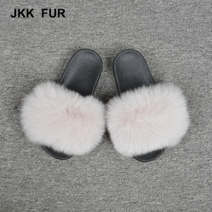 2018 nueva moda 100% zorro diapositivas piel real sandalias para <span class=keywords><strong>mujer</strong></span> - Product Image 6