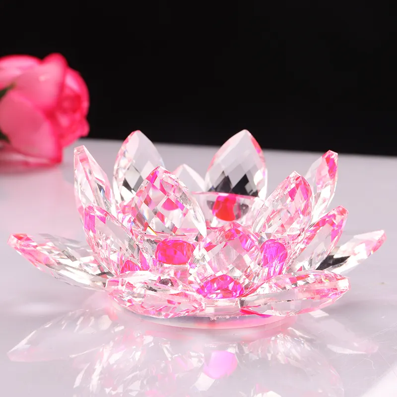 8 CM Geel Quartz Crystal Lotus Bloem Feng shui natuurlijke stenen en mineralen Kristallen Souvenirs Voor Thuis Bruiloft Decoratie