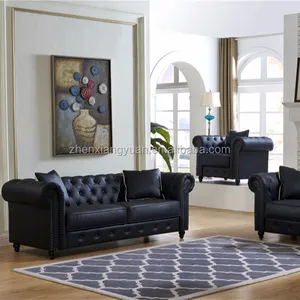 Hot-vendita Chesterfield Nero Air LeatherSofa, Classico Divano del Salotto