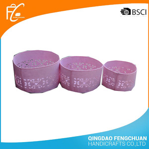 Linda rosa tallado flor sintió canasta de almacenamiento - Product Image 1