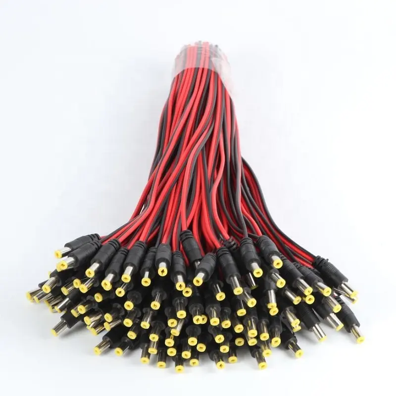 LED streifen 12V 24V power Male stecker rot schwarz linie 5.5 2.1mm 30CM DC kabel
