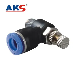 AKS ASL2-racor neumático de plástico y latón, válvula de acelerador, fábrica china, L tyoe