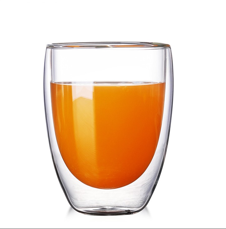 Custom logo reusable double wall glass coffee tea cup