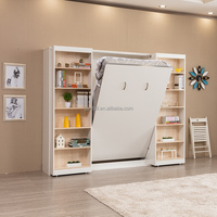 Lit escamotable mural Queen Size avec bibliothèque pour salle d'étude - Vente flash