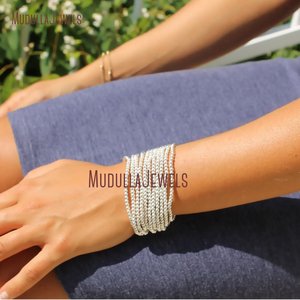 <span class=keywords><strong>Bracciale</strong></span> a sfere in <span class=keywords><strong>argento</strong></span> sterling BM33469, <span class=keywords><strong>bracciale</strong></span> a strati con perline impilabili da 3, 4, 5, 6 mm - Product Image 4