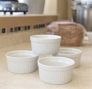 Mangkuk Puding Panggang Oven, Mangkuk Ramekin Keramik Bulat Warna-warni Lucu dan Unik Dengan Pinggiran - Product Image 2