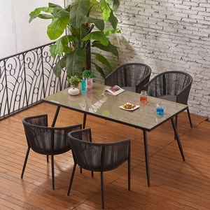 Mobilier d'extérieur décontracté pour la maison avec chaises en corde Ensemble table de <span class=keywords><strong>restaurant</strong></span> chaise de salle à manger en aluminium - Product Image 1