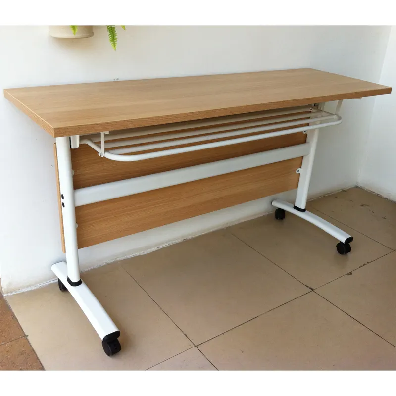 Mesa plegable multiusos con recubrimiento de polvo, patas de mesa plegables acabadas, escritorio de ordenador con panel frontal de acero, modestia