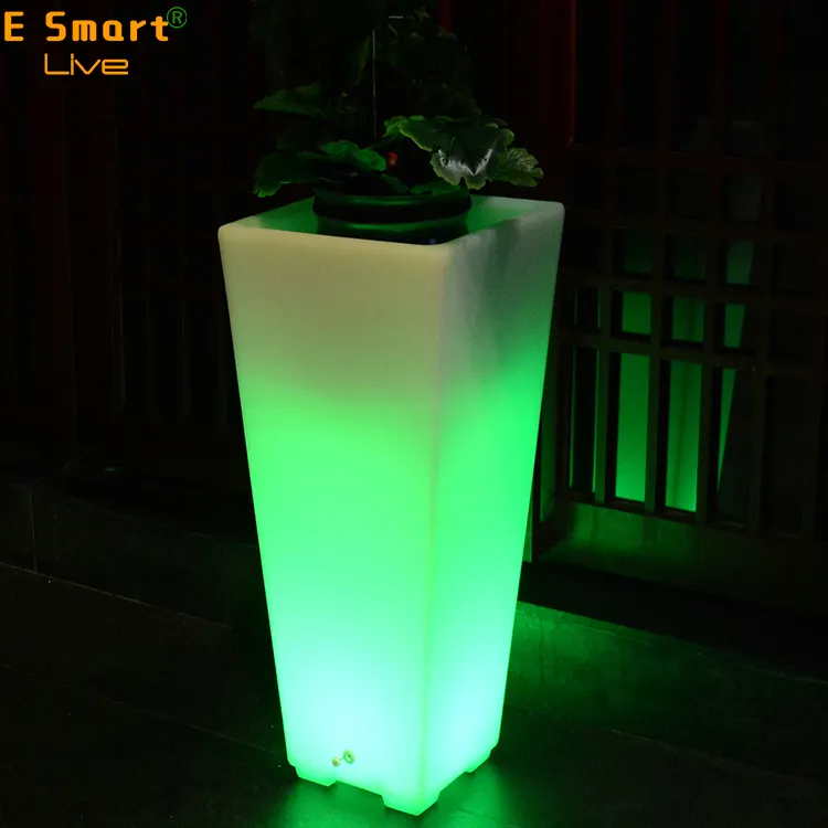 Uzun boylu LED saksı led kreş büyük büyük PE saksı 16 renk değişiklikleri bitkiler tencere büyük boy ekici açık