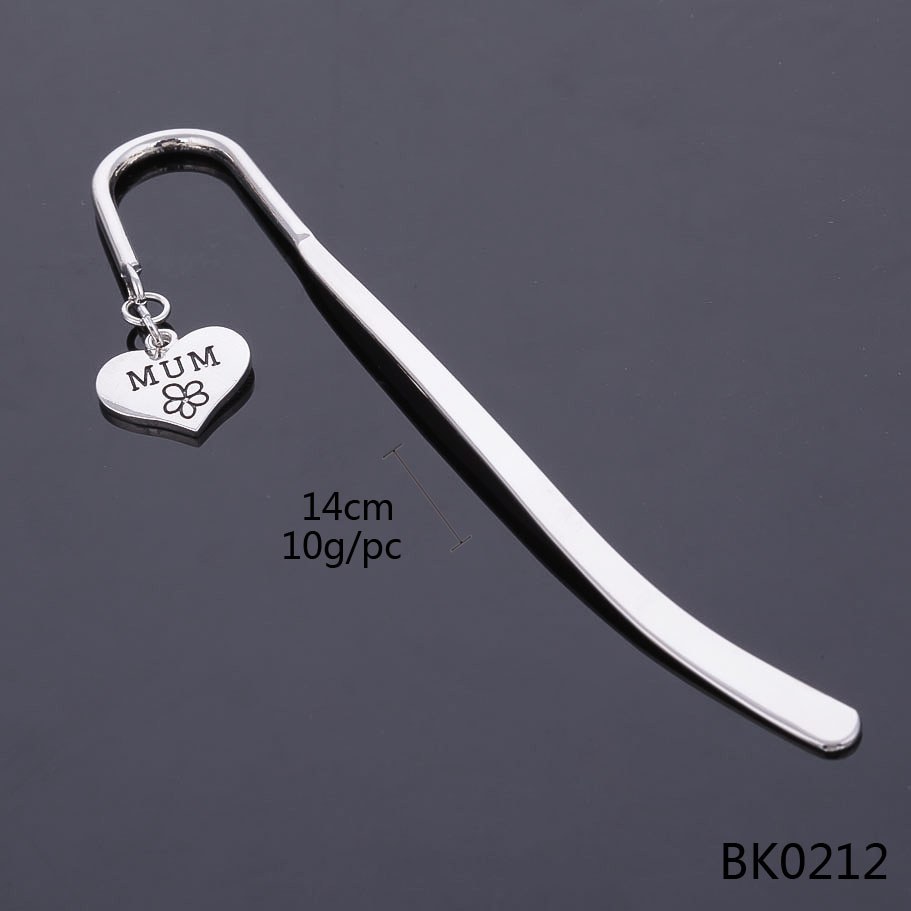 Оптовая продажа, модная металлическая Закладка с посеребрением и гравировкой в виде сердца для школьников