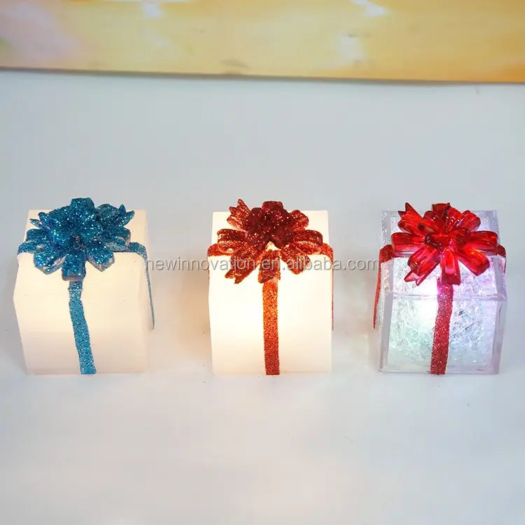Hot Sales Weihnachten dekorative 1L langsam flackernde Farbe LED beste Geburtstags geschenk für <span class=keywords><strong>Freund</strong></span> Kunststoff Geschenk box Licht